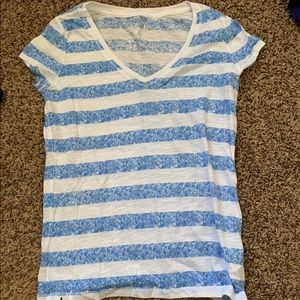 Medium blue and white stripped shirt